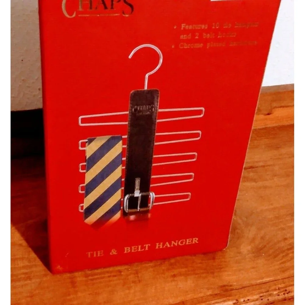 Chaps tie and belt hanger